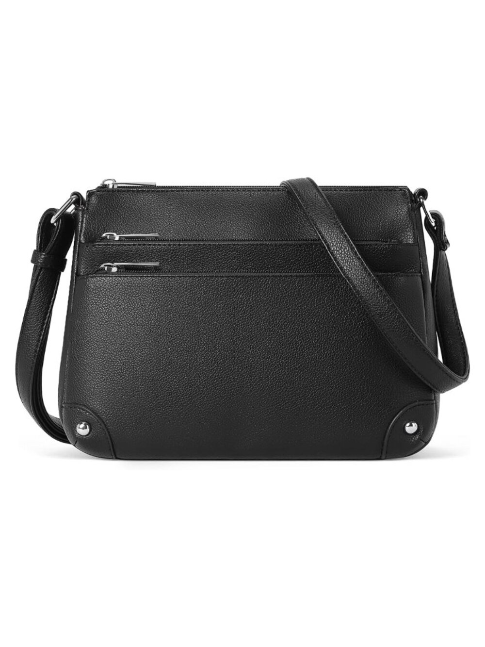 Women's Medium Crossbody Bag Vegan Leather Multi Zip Satchel Purse